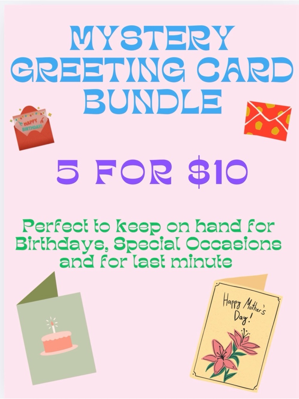 Mystery Greeting Card Bundle - 5 for $10